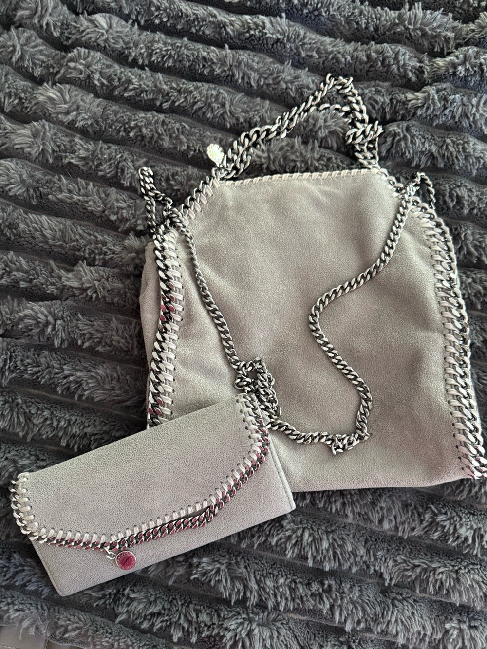 Stella McCartney Grey Chain-Trim Crossbody Bag with Matching Wallet